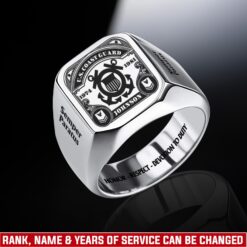US Coast Guard, Duty, Honor, Country - Engraved Men's Ring