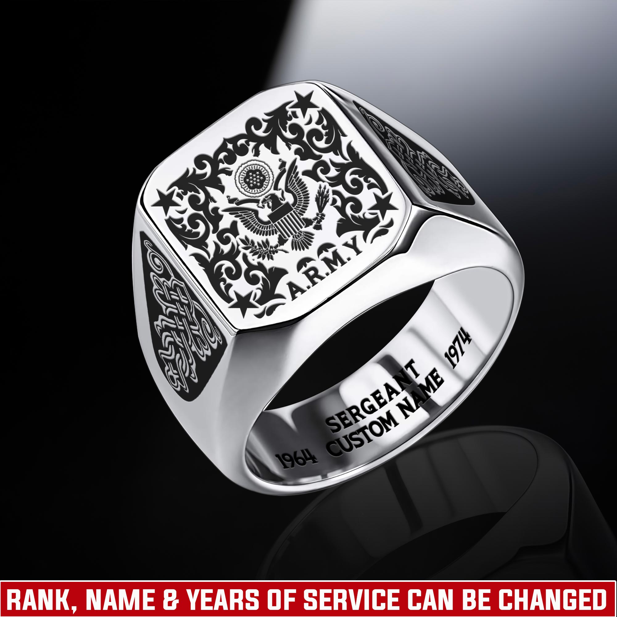 US Army, Freedom Isn't Free - Engraved Men's Ring