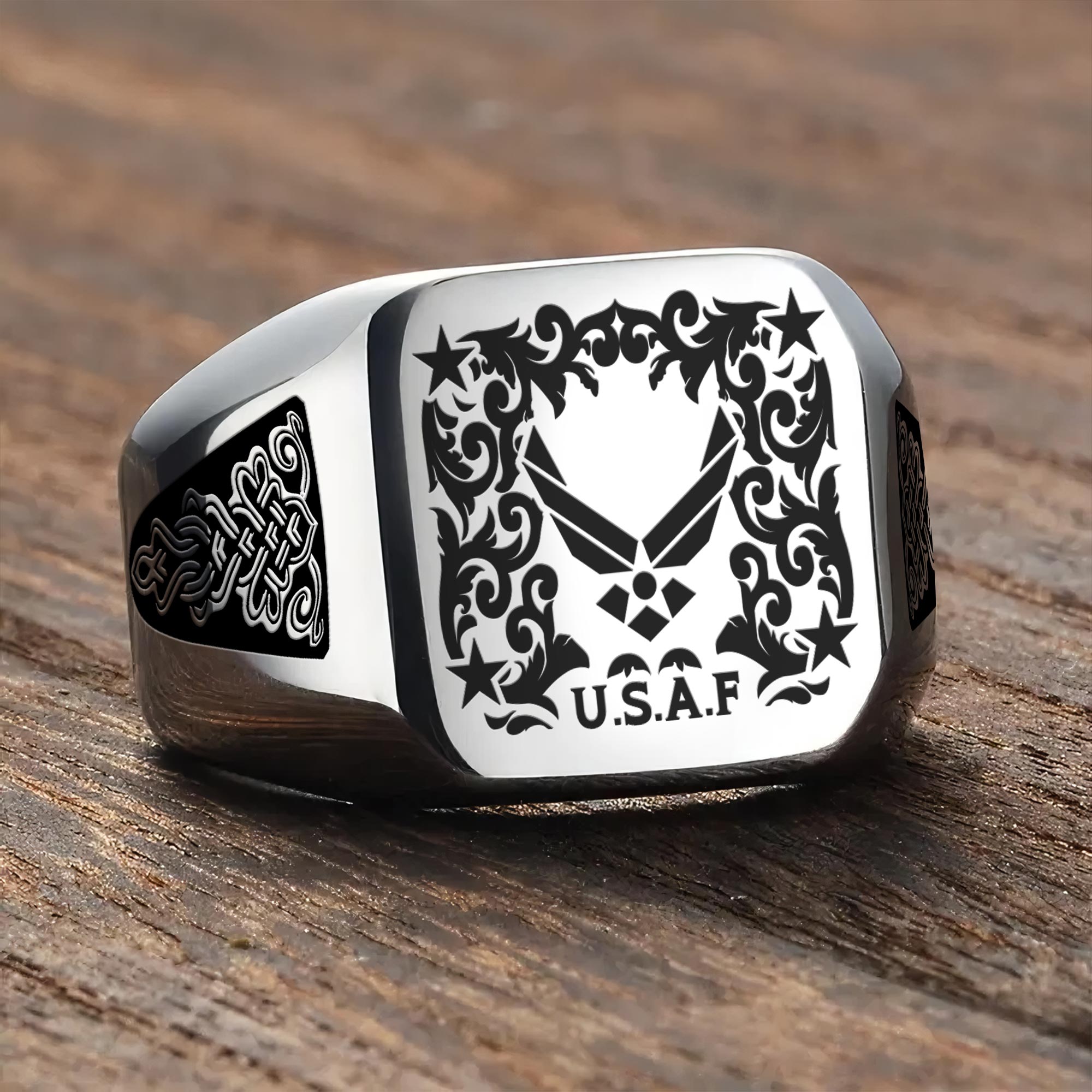 US Air Force , O 3 Air Force Captain - Engraved Men's Ring - Image 3
