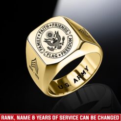 US Army, E 5 Army Specialist - Engraved Men's Ring