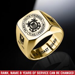 US Coast Guard, No One Gets Left Behind - Engraved Men's Ring