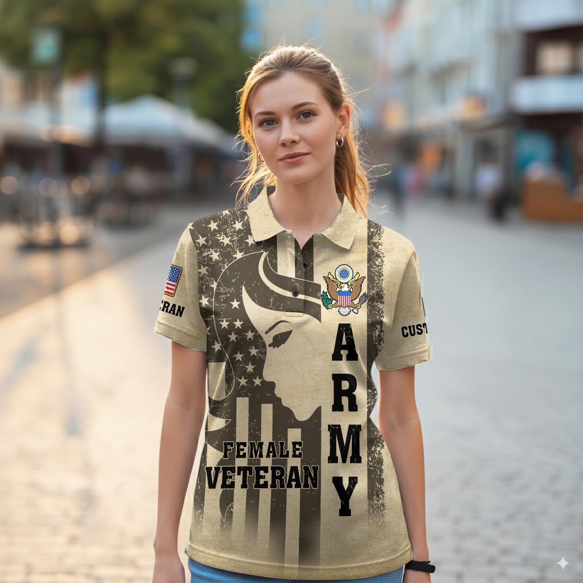 US Army, Freedom Over Fear - Women Polo Shirt - Image 2
