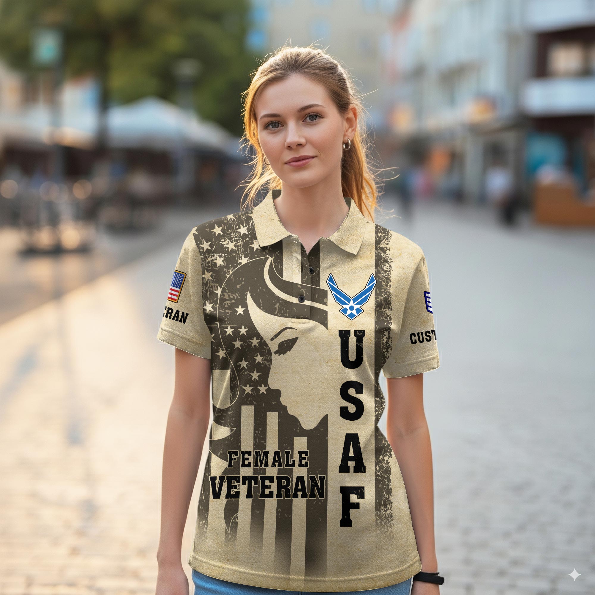 US Air Force , E 5 Air Force Staff Sergeant - Women Polo Shirt - Image 2