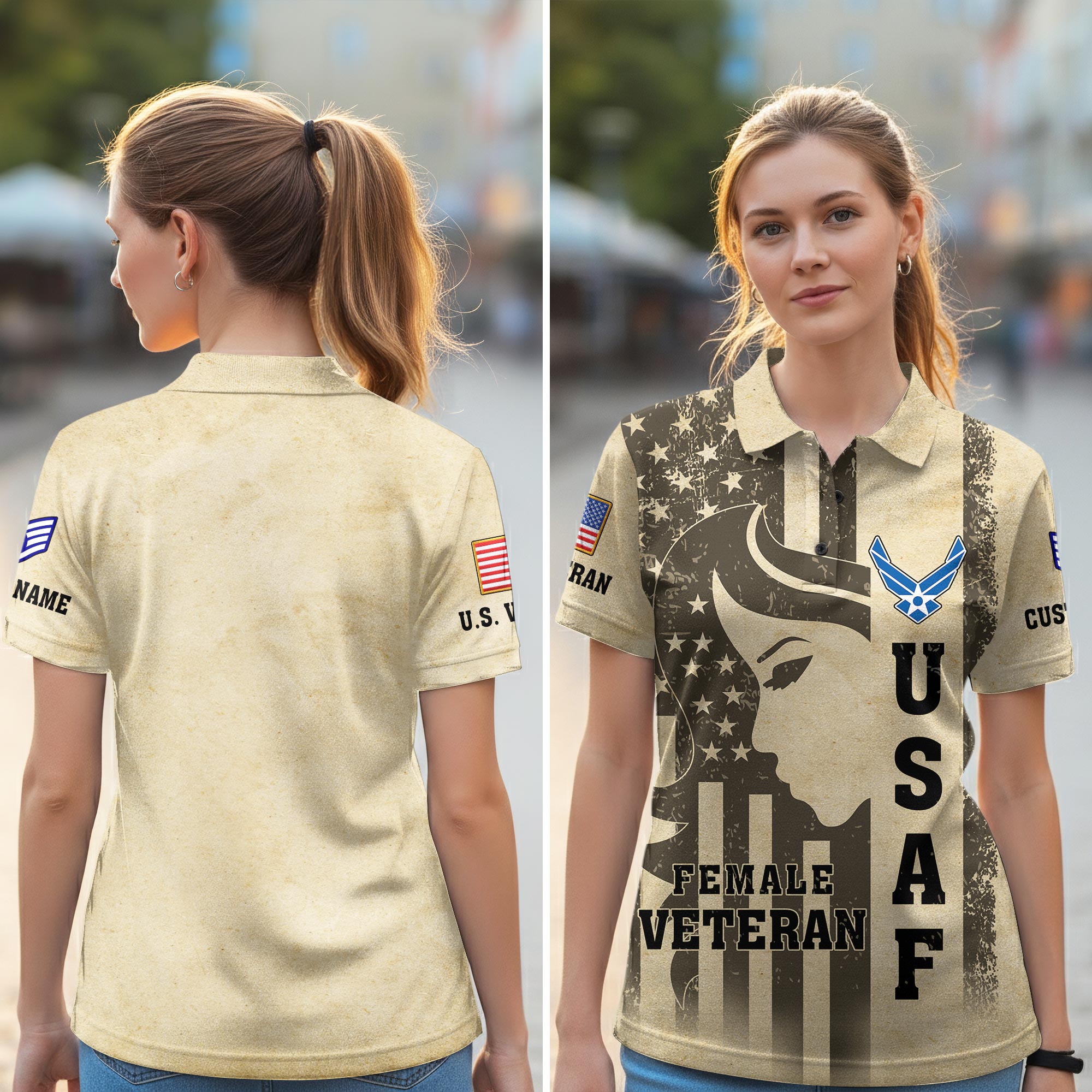 US Air Force , E 5 Air Force Staff Sergeant - Women Polo Shirt