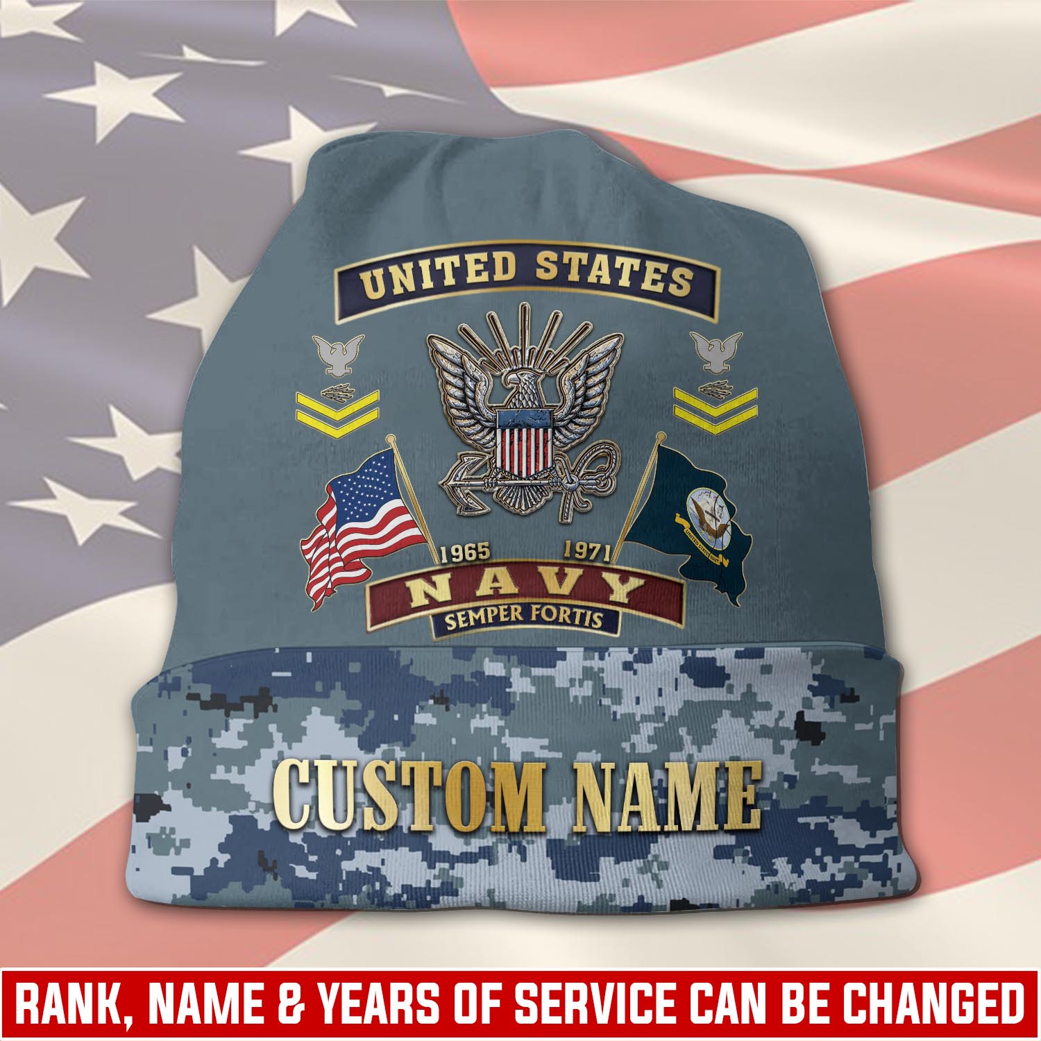 US Navy, E 2 White - Full-Printed Beanie Hat