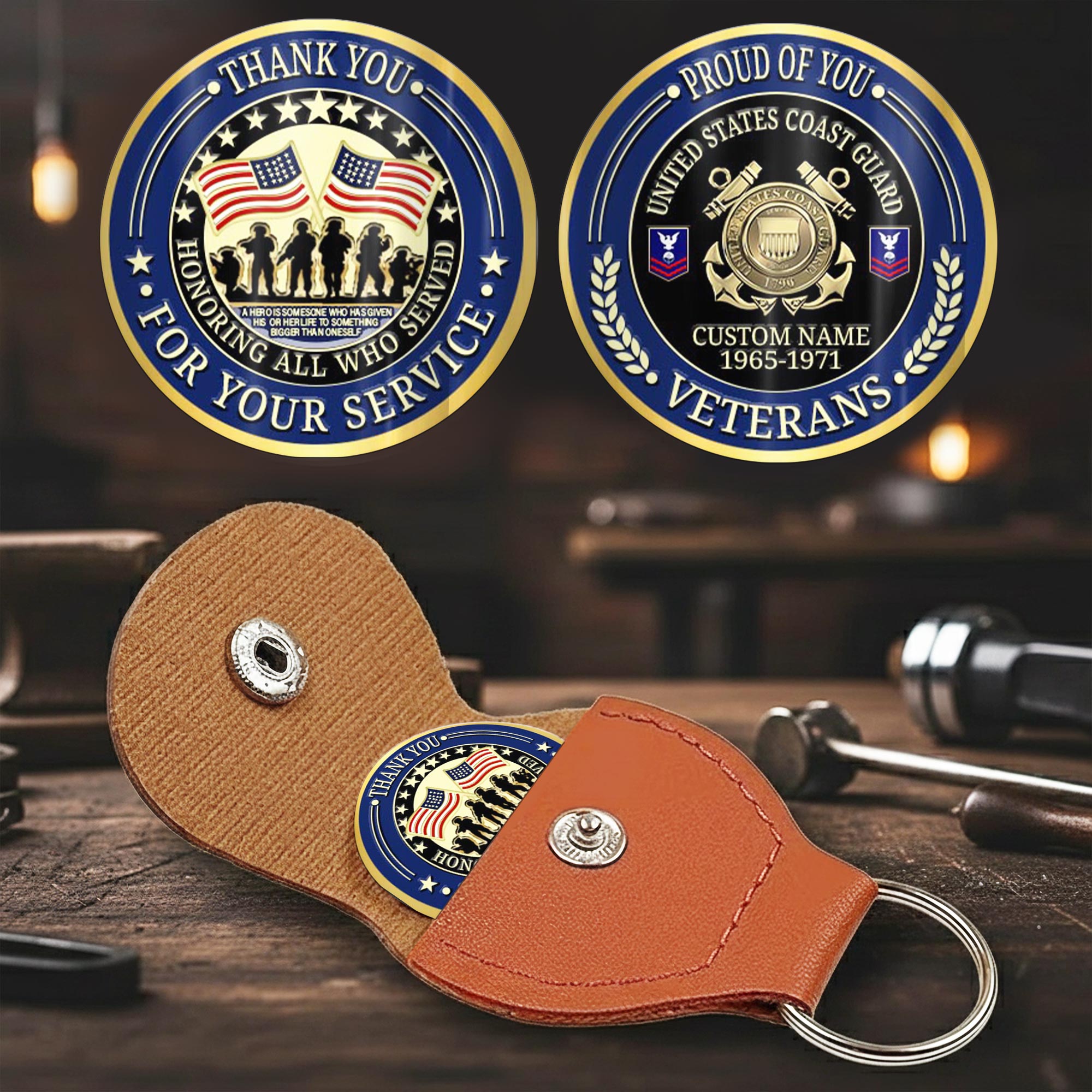 US Coast Guard, E 6 Gold - Military Printed Challenge Coin - Image 2