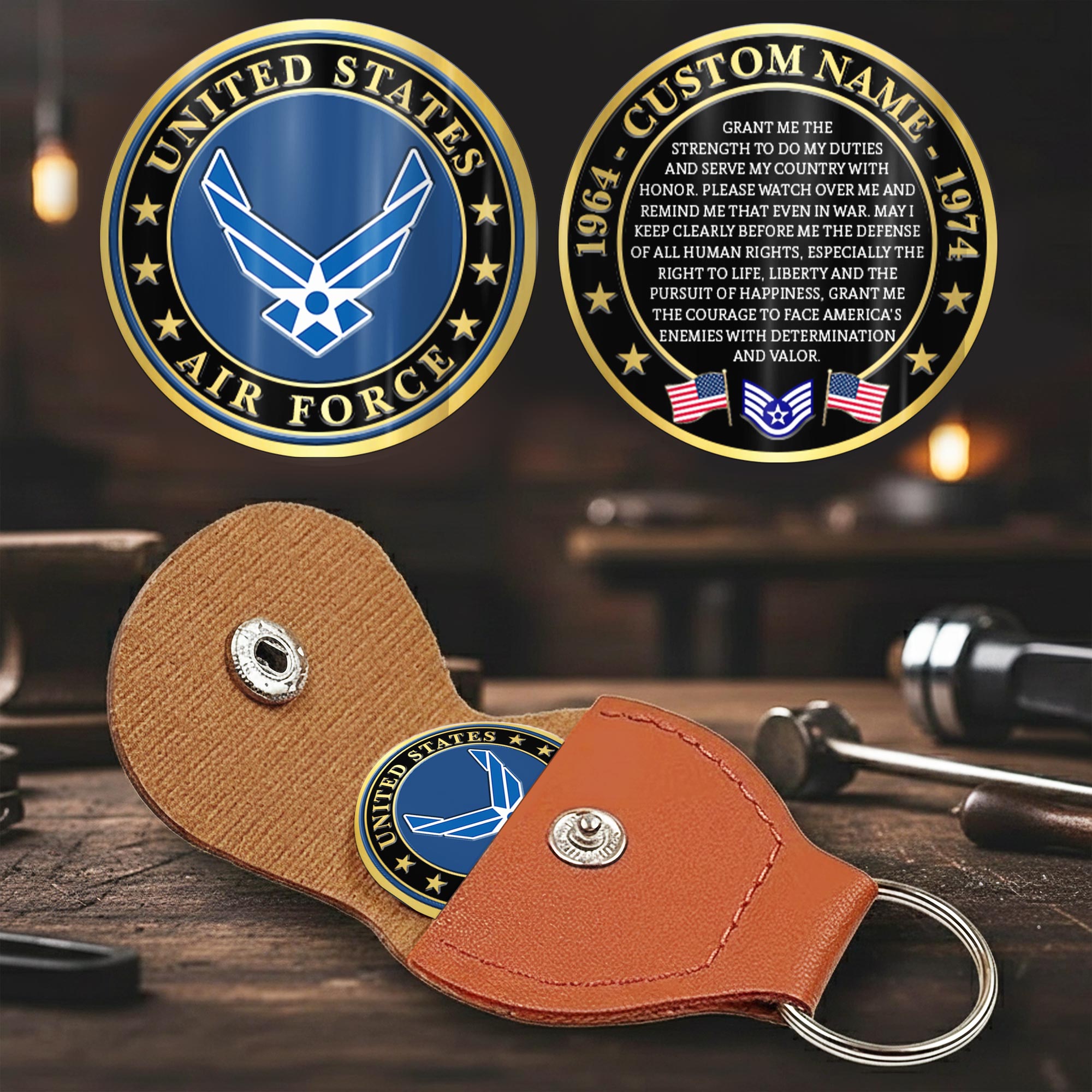 US Air Force, Once An Airman, Always An Airman - Military Printed Challenge Coin - Image 2