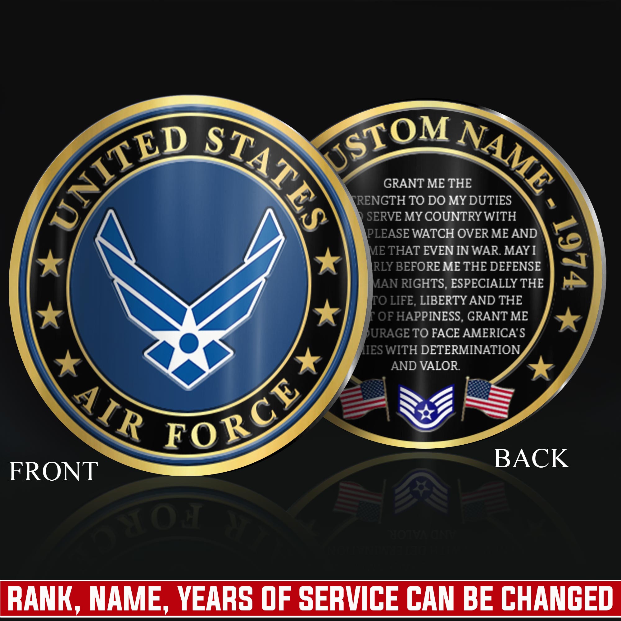 US Air Force, Once An Airman, Always An Airman - Military Printed Challenge Coin