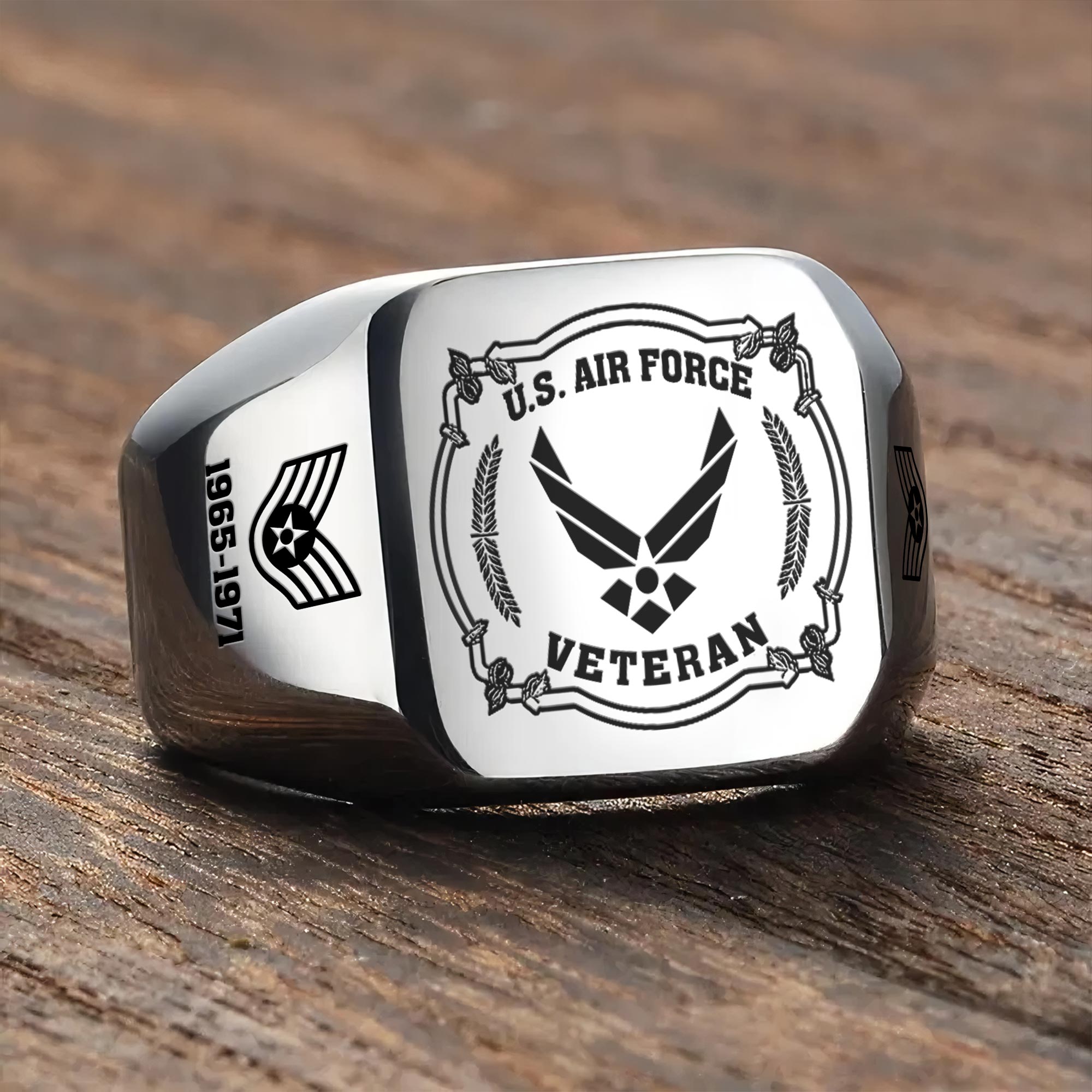 US Air Force , Remember - Honor - Respect - Engraved Men's Ring - Image 3
