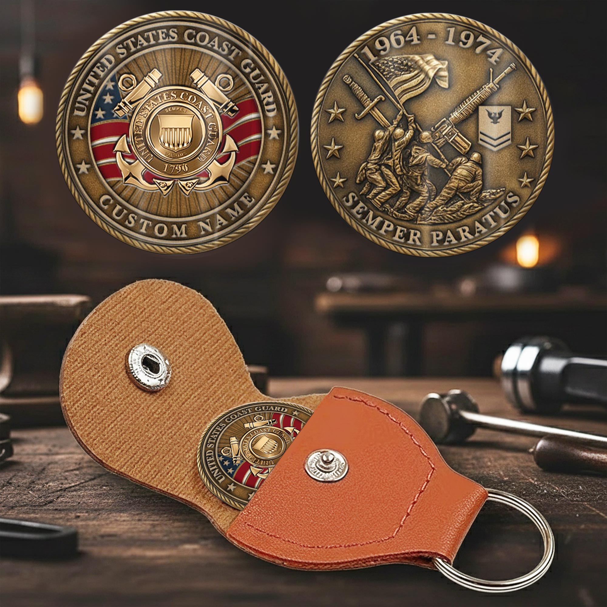 US Coast Guard, E 2 Blue - Military Printed Challenge Coin - Image 2