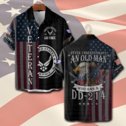 US Air Force , Land Of The Free, Because Of The Brave - Short Sleeve Button Shirt