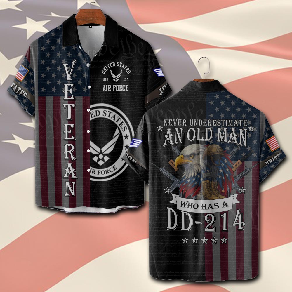 US Air Force , Land Of The Free, Because Of The Brave - Short Sleeve Button Shirt