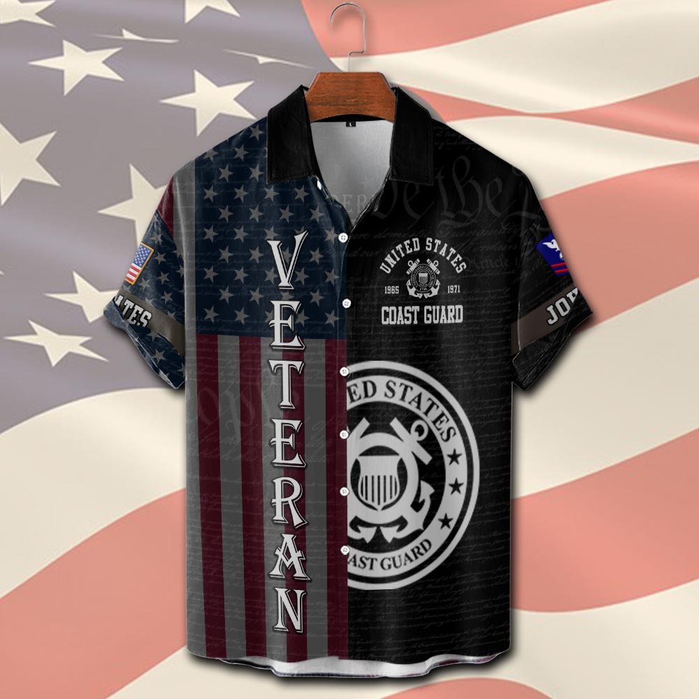 US Coast Guard, No One Fights Alone - Short Sleeve Button Shirt - Image 2