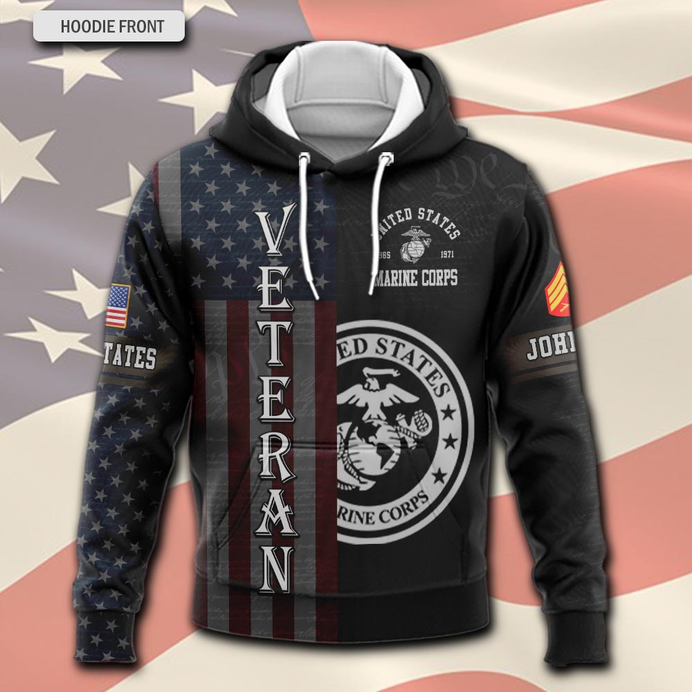 US Marine Corps, Proud Veteran - Hoodie - Image 2