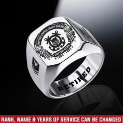 US Coast Guard, E 9 Gold - Engraved Men's Ring
