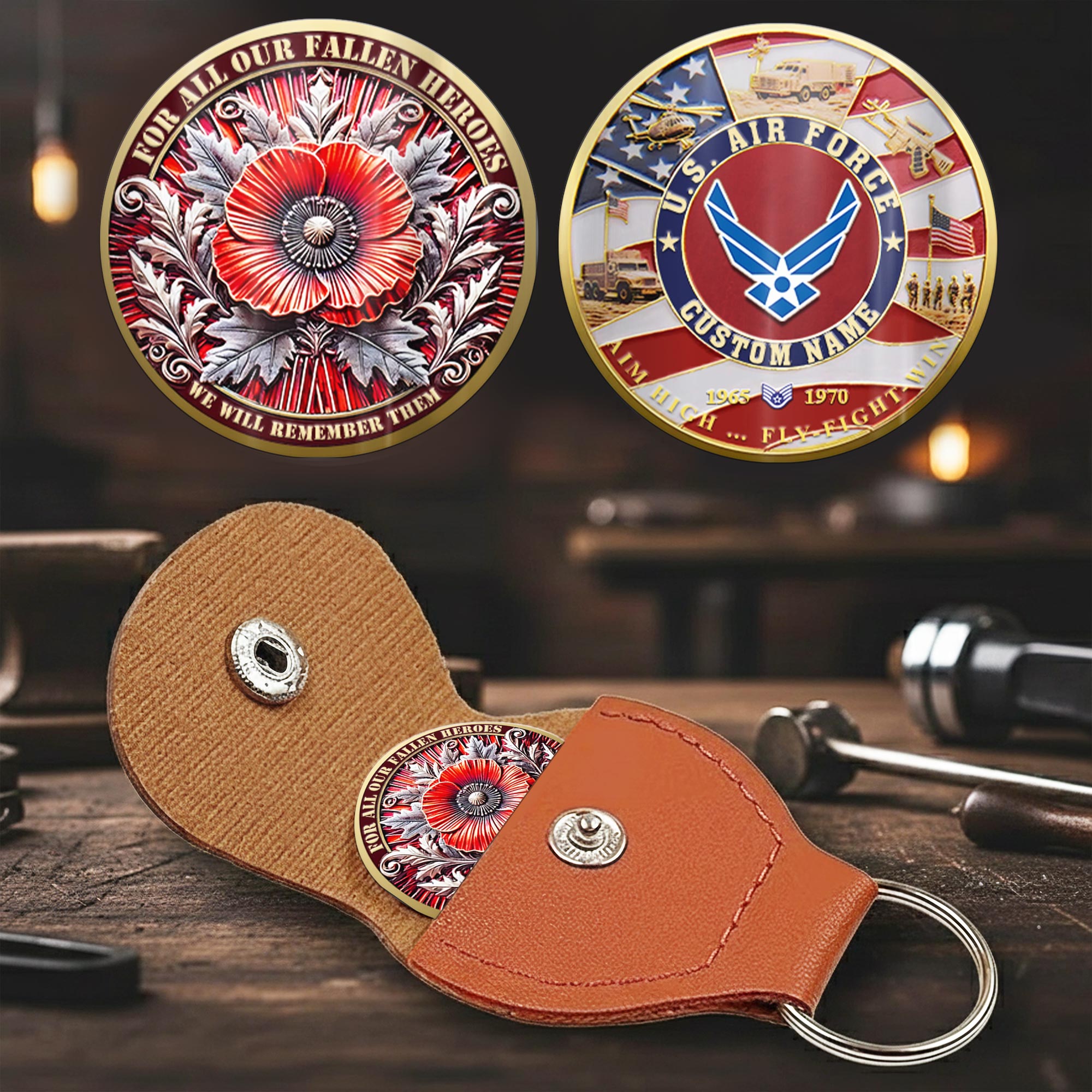 US Air Force, Thank a Veteran - Military Printed Challenge Coin - Image 2