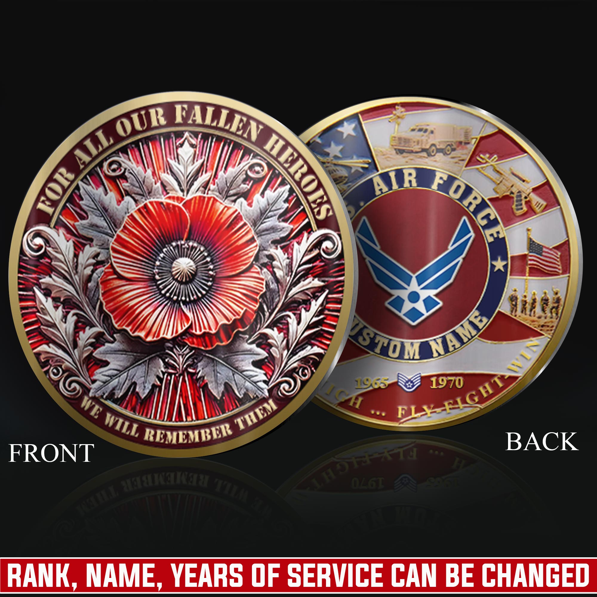 US Air Force, Thank a Veteran - Military Printed Challenge Coin