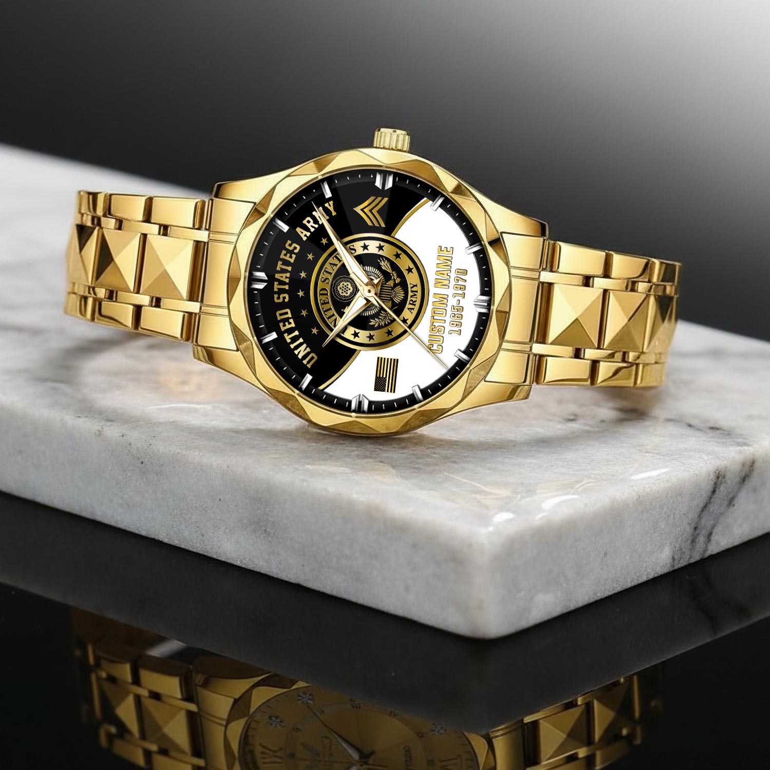 US Army, W 2 Army Chief Warrant Officer 2 - Diamond-Cut Bezel Watch - Image 2