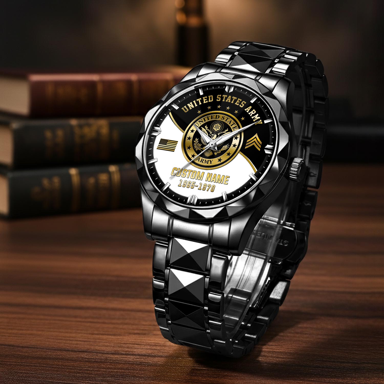 US Army, W 2 Army Chief Warrant Officer 2 - Diamond-Cut Bezel Watch - Image 3