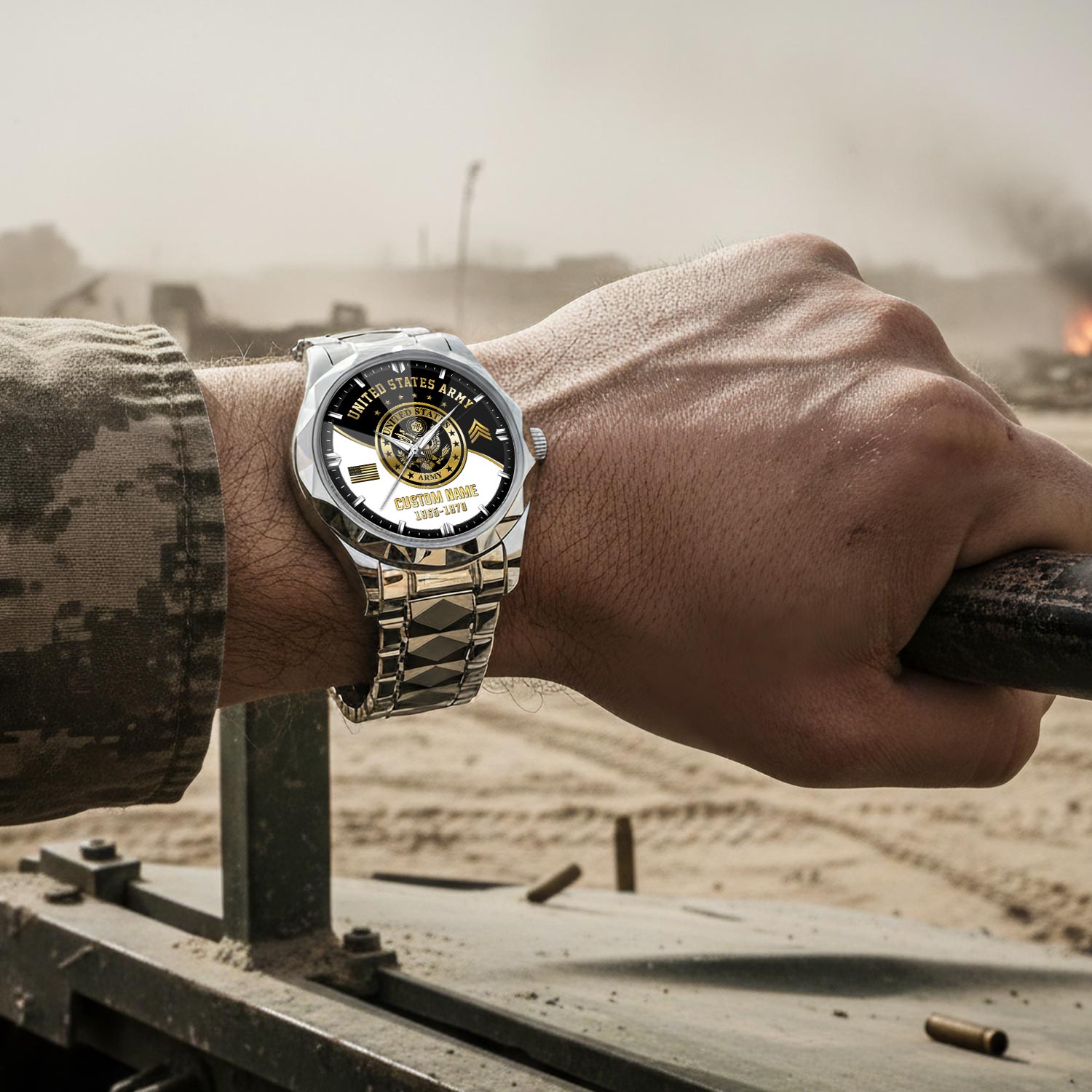 US Army, W 2 Army Chief Warrant Officer 2 - Diamond-Cut Bezel Watch - Image 4