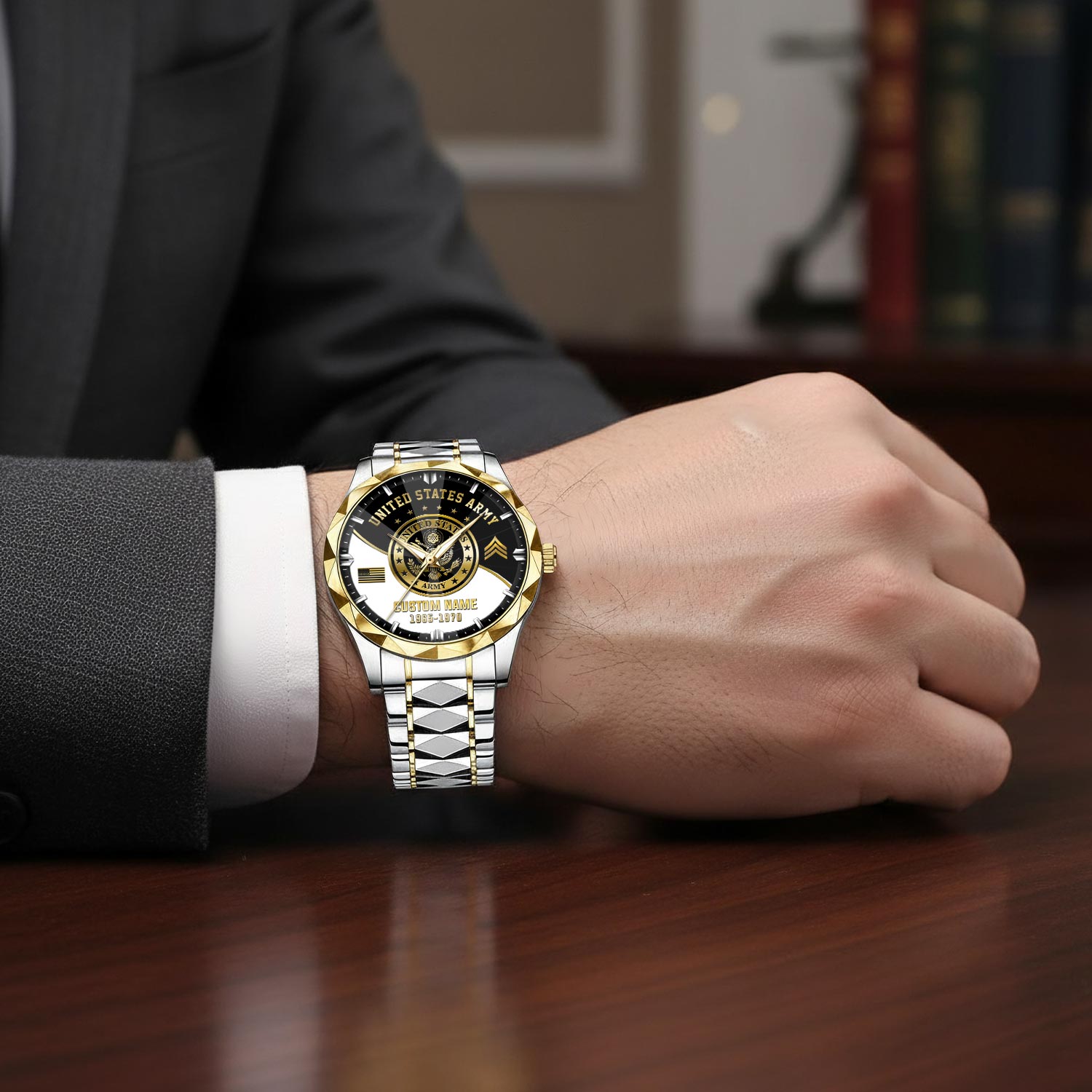 US Army, W 2 Army Chief Warrant Officer 2 - Diamond-Cut Bezel Watch - Image 7