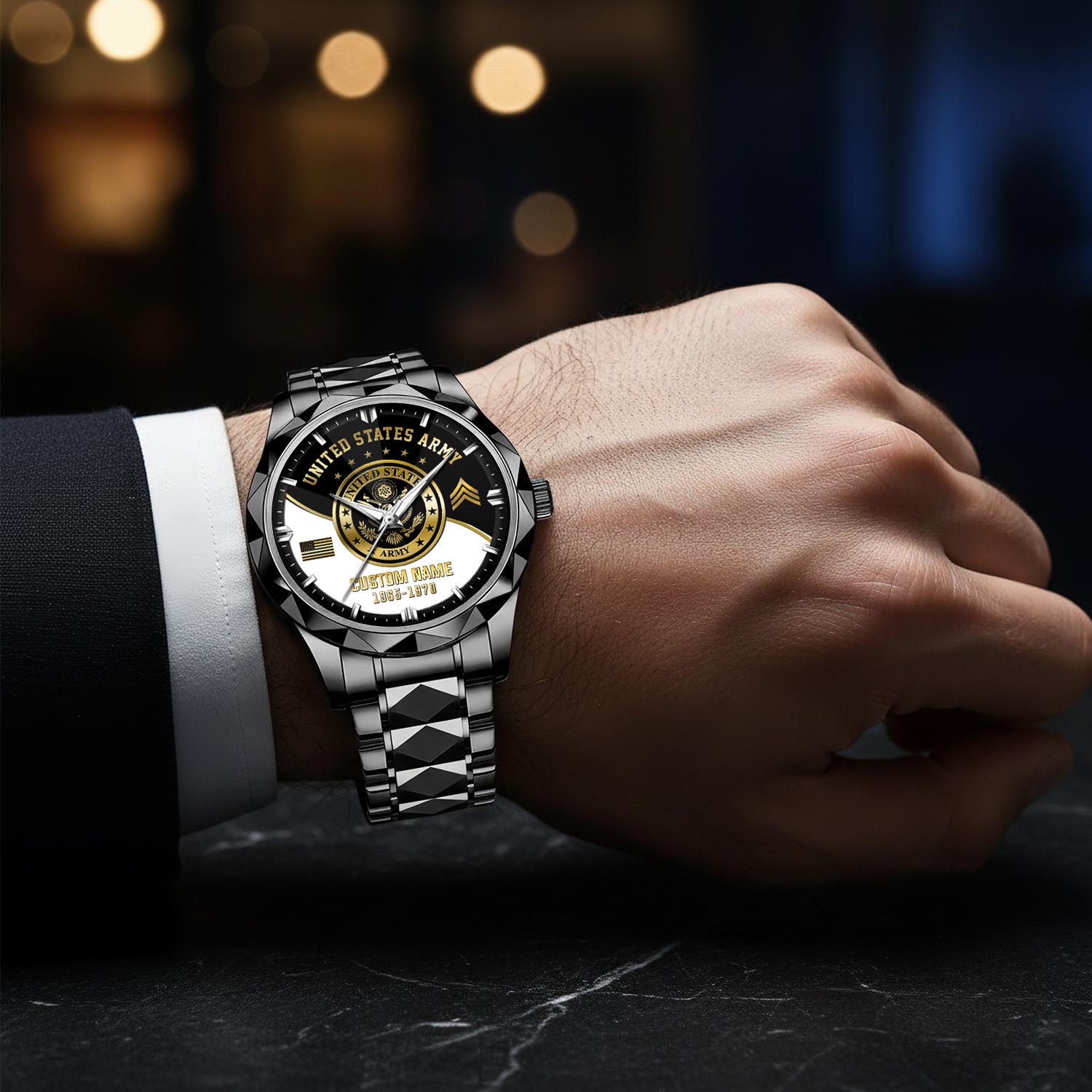 US Army, W 2 Army Chief Warrant Officer 2 - Diamond-Cut Bezel Watch - Image 8