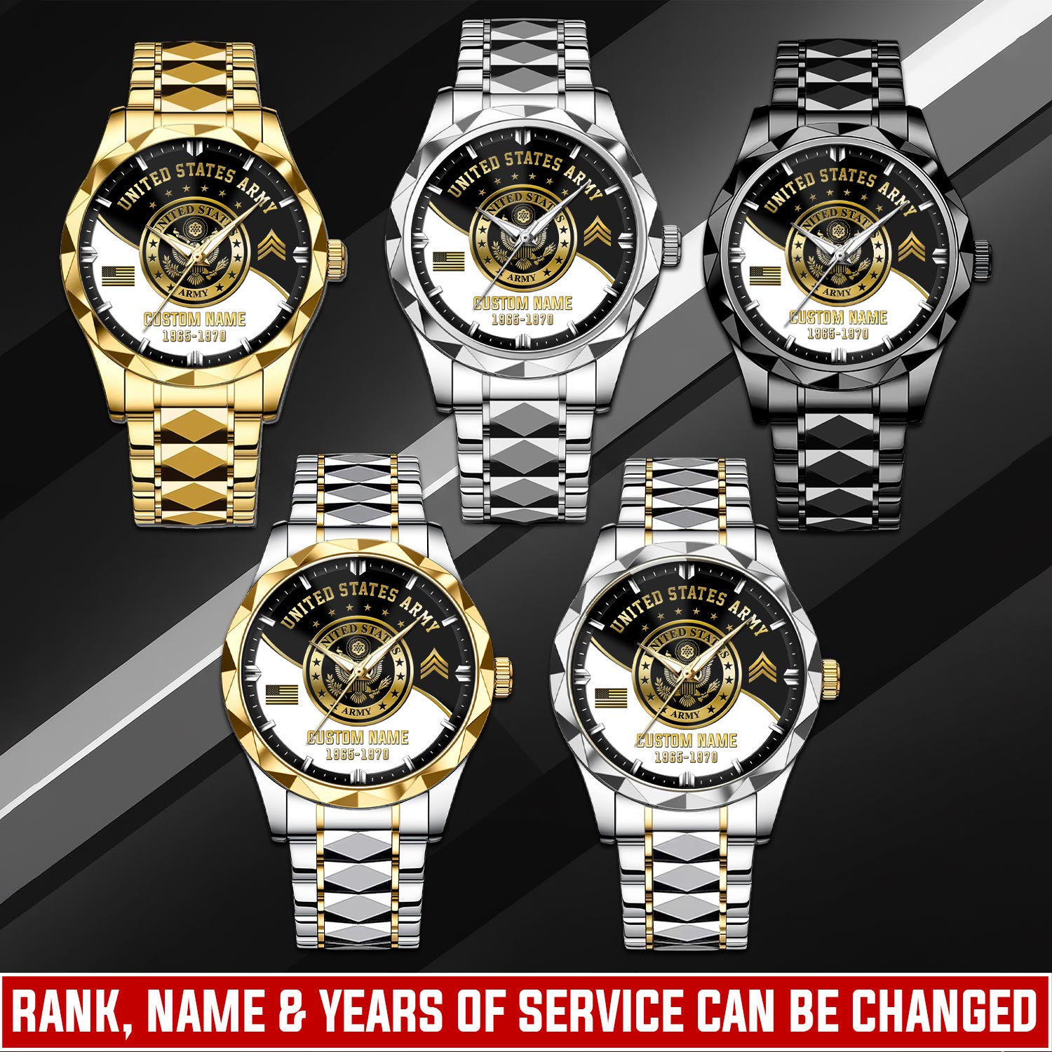 US Army, W 2 Army Chief Warrant Officer 2 - Diamond-Cut Bezel Watch