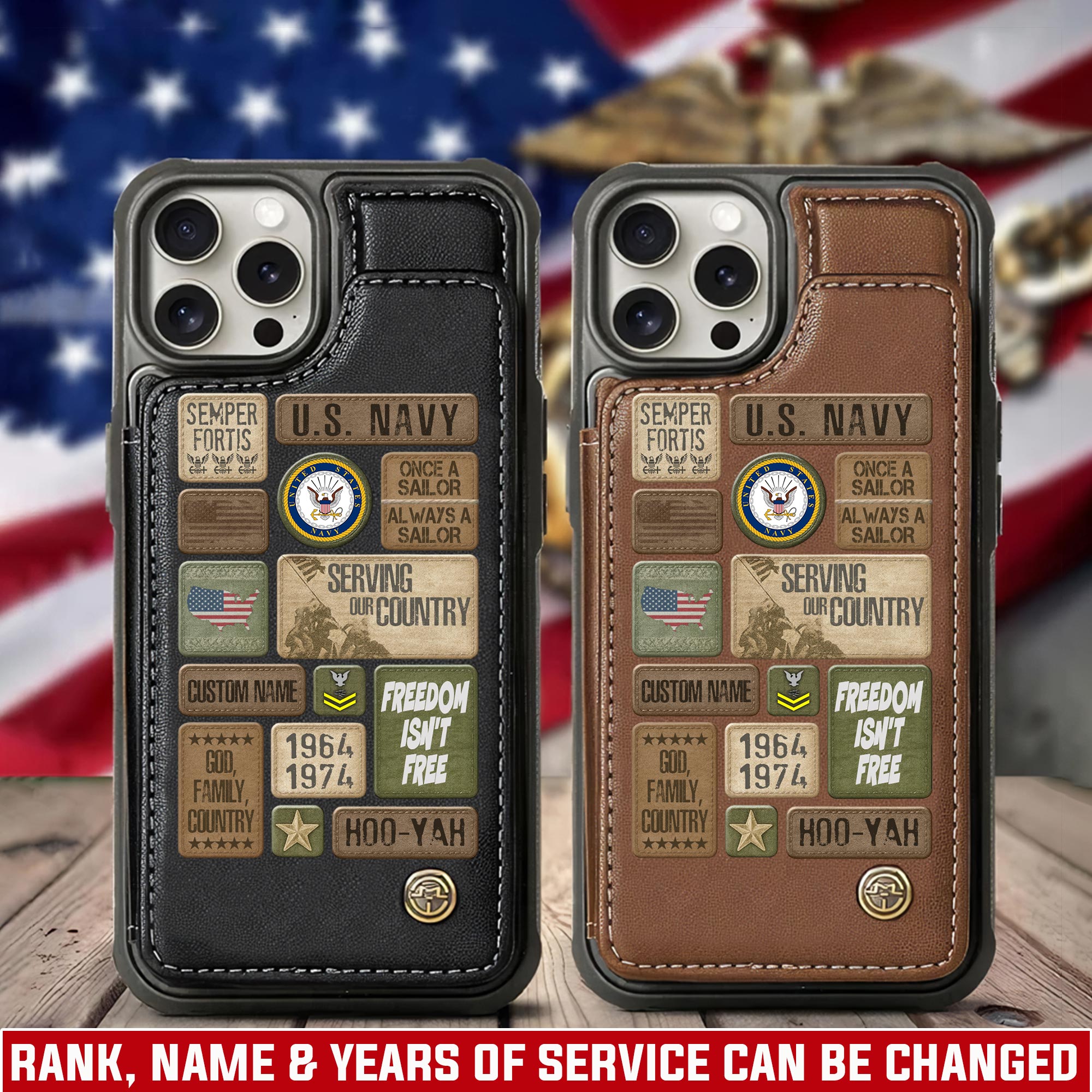 US Navy, E 6 Red - Leather Flip Phone Case