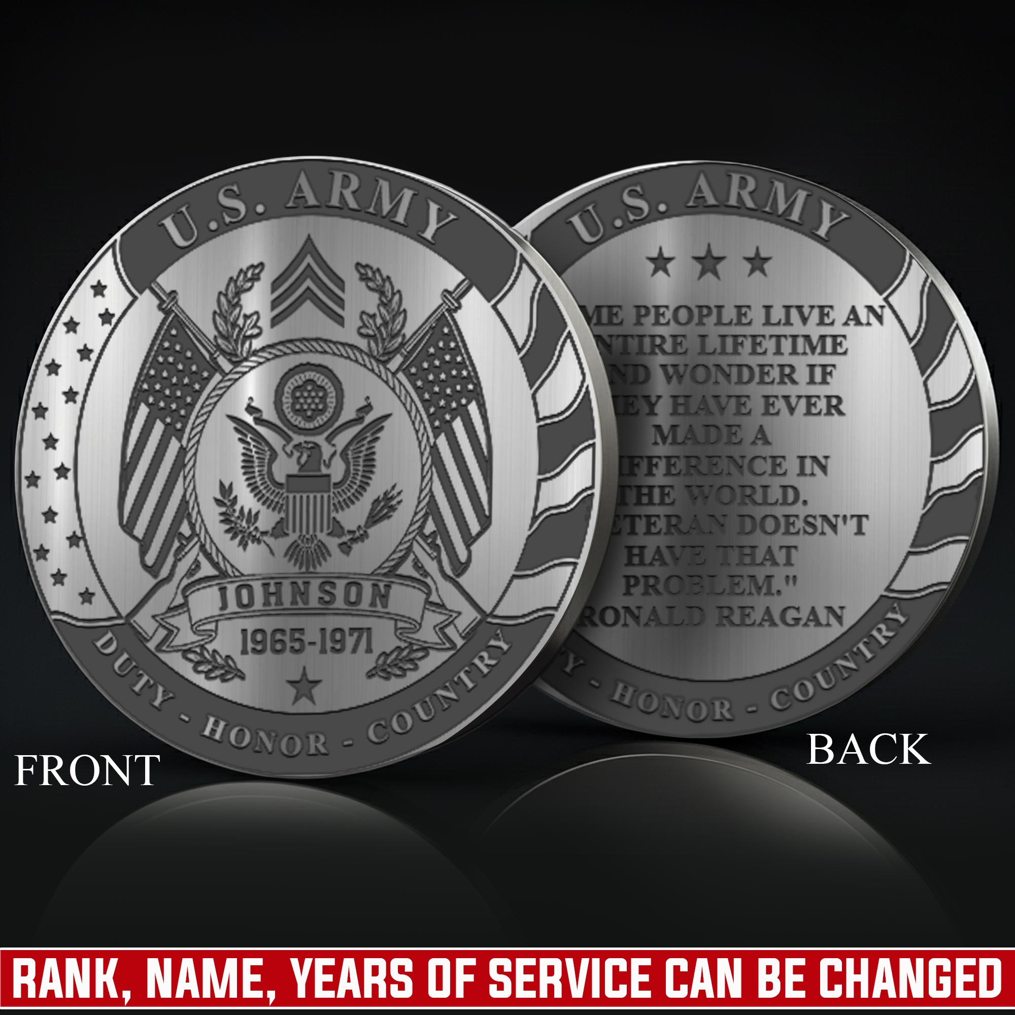 US Army, Served With Pride - Military Engraved Challenge Coin