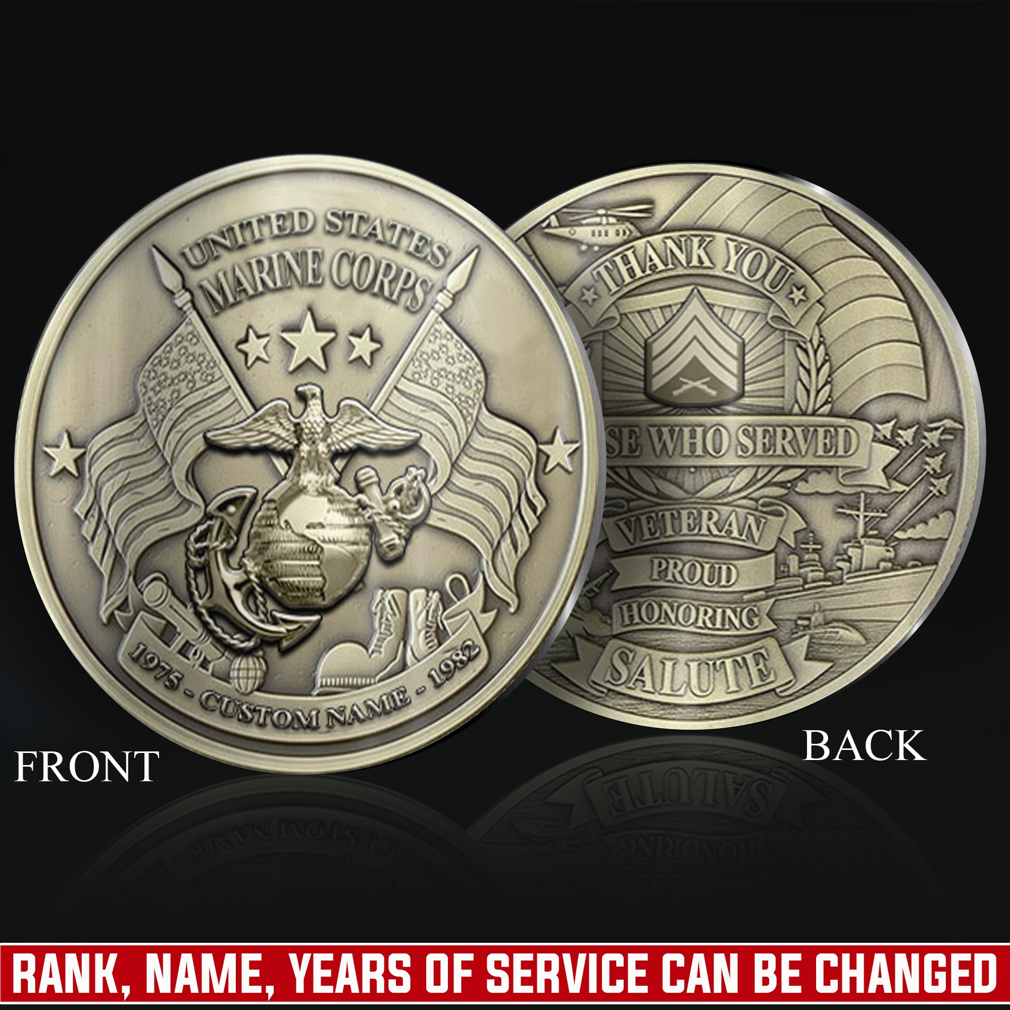 US Marine Corps, Freedom Isn't Free - Military Printed Challenge Coin
