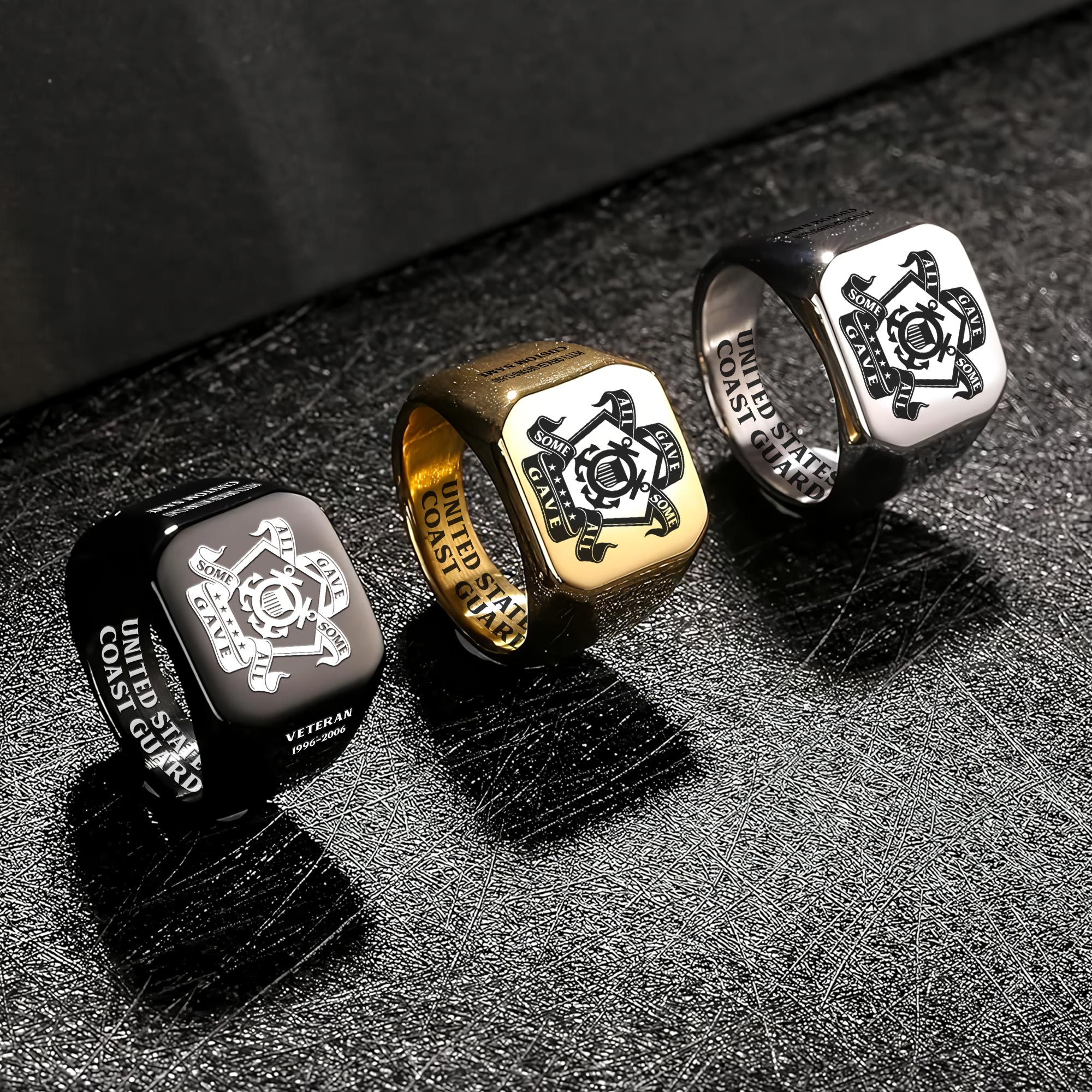 US Coast Guard, Duty, Honor, Country - Engraved Men's Ring - Image 7