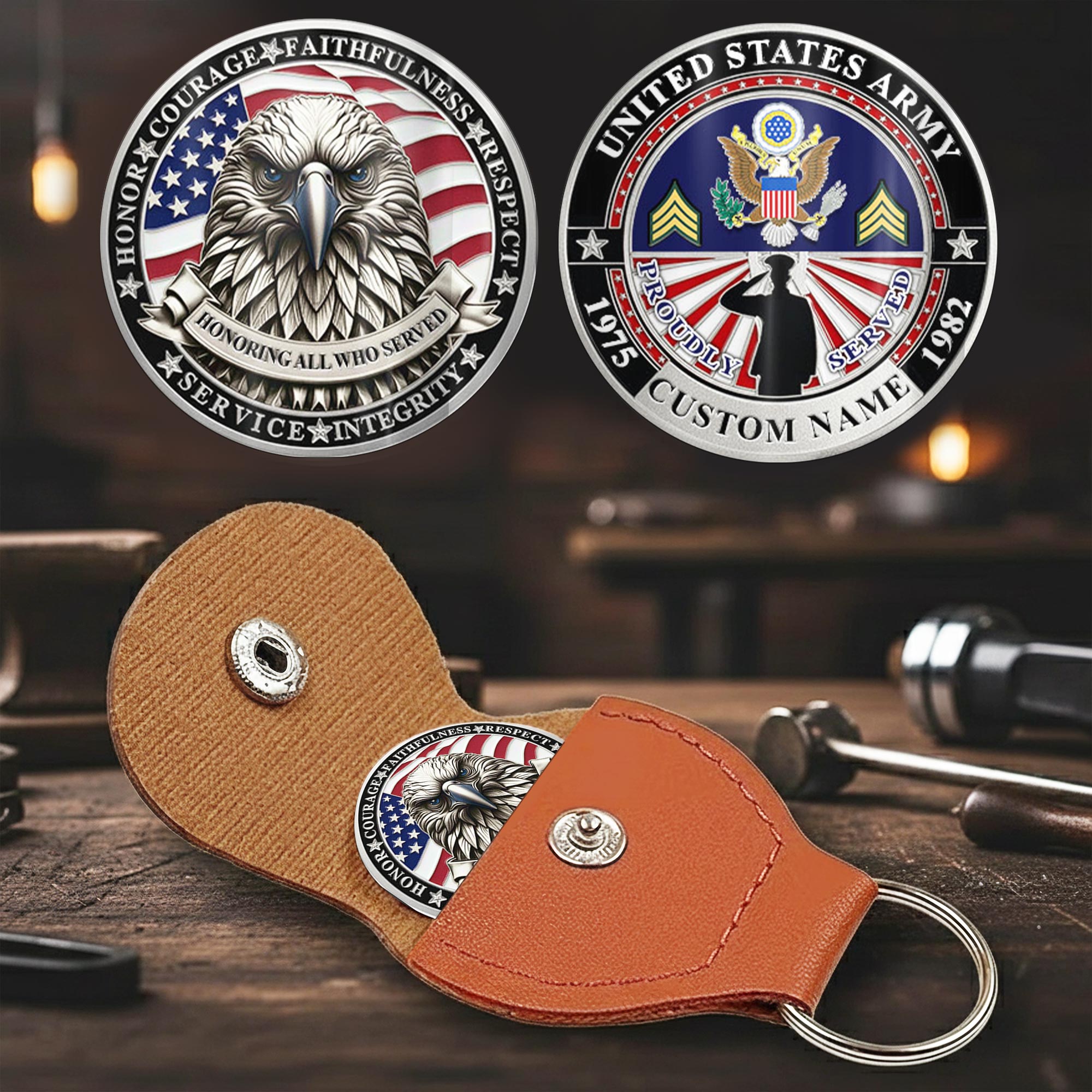 US Army, O 2 Army First Lieutenant - Military Printed Challenge Coin - Image 2