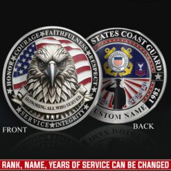 US Coast Guard, Honor The Fallen - Military Printed Challenge Coin
