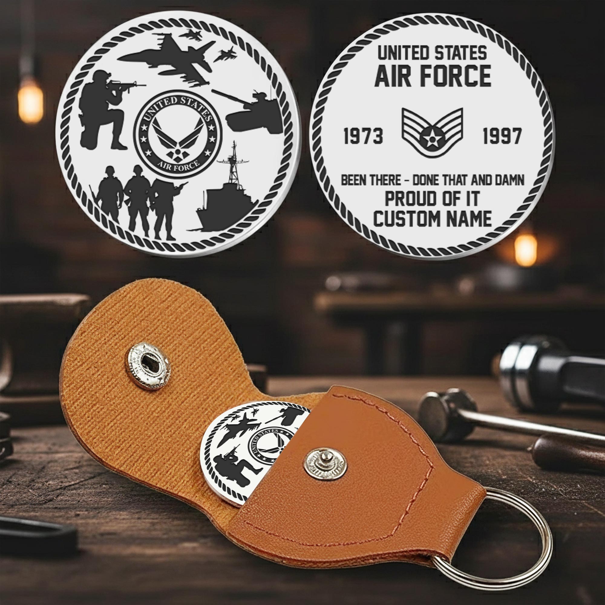 US Air Force, E 7 Air Force Master Sergeant - Military Engraved Challenge Coin - Image 2