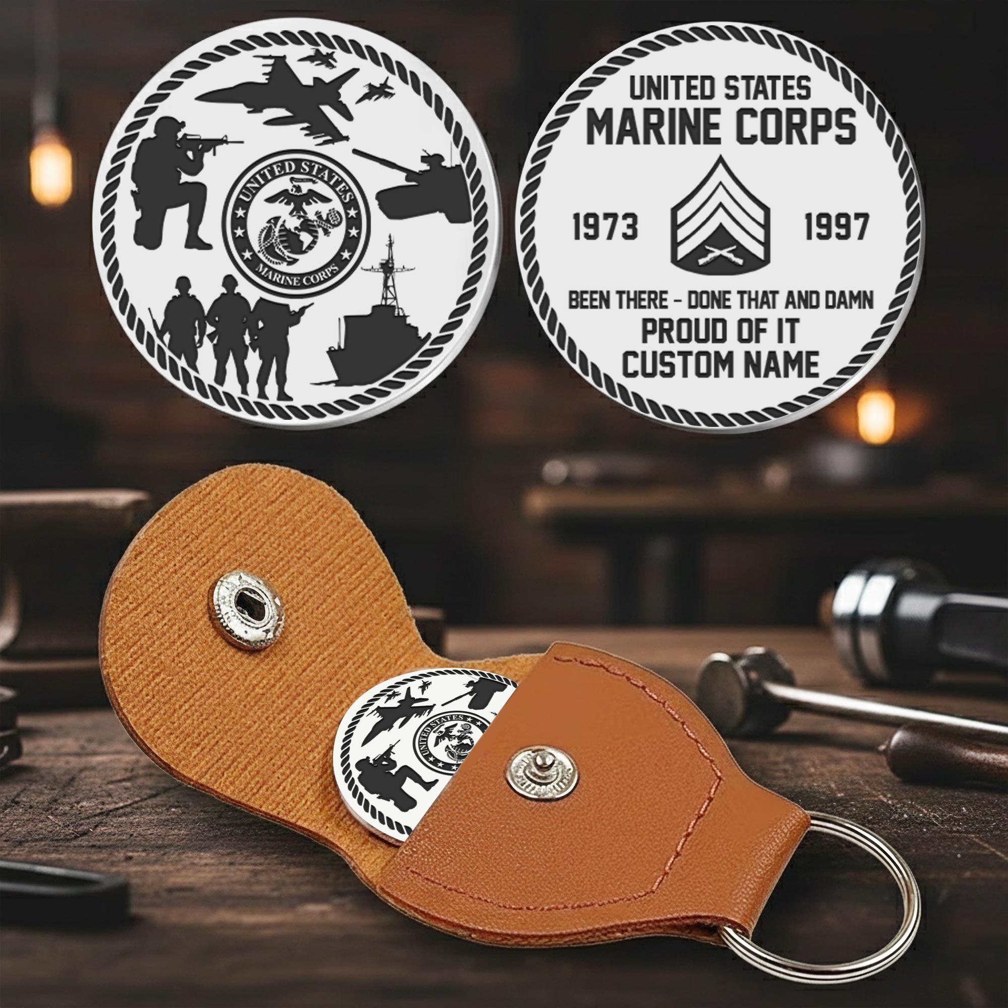 US Marine Corps, W 4 Marines Chief Warrant Officer 4 - Military Engraved Challenge Coin - Image 2