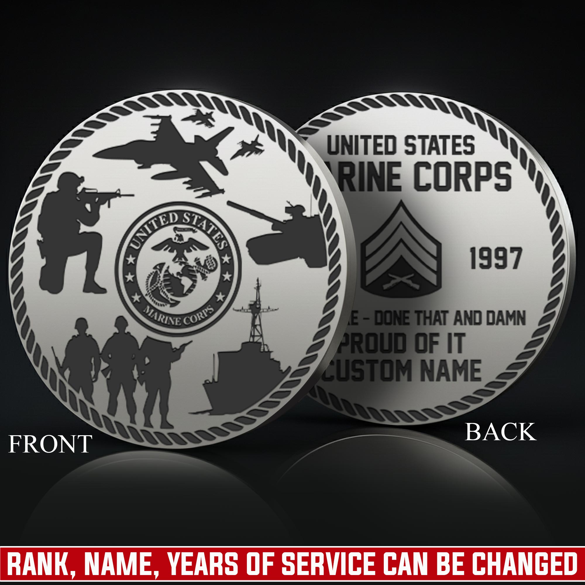 US Marine Corps, W 4 Marines Chief Warrant Officer 4 - Military Engraved Challenge Coin