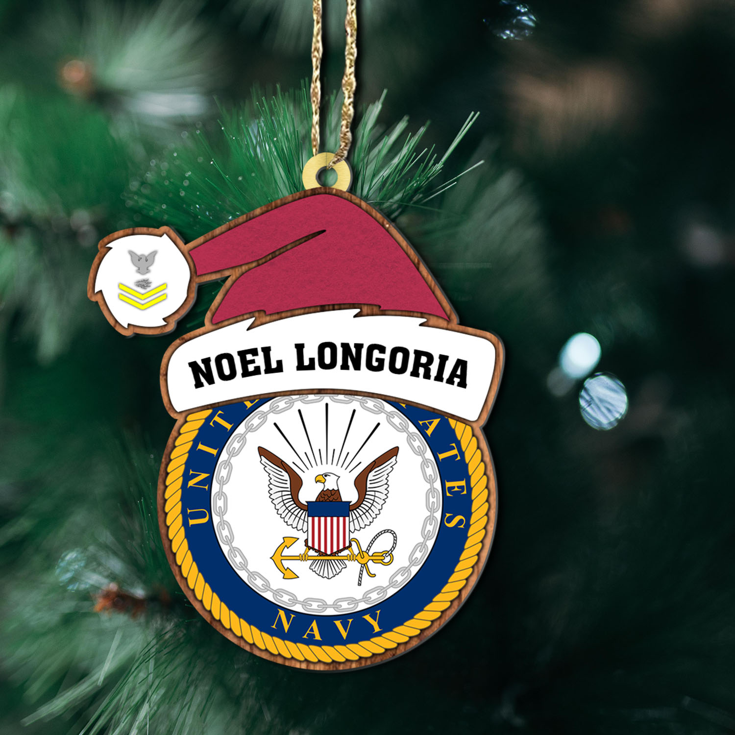 US Navy, E 4 Gold - Wooden Ornament Pack 1 - Image 2