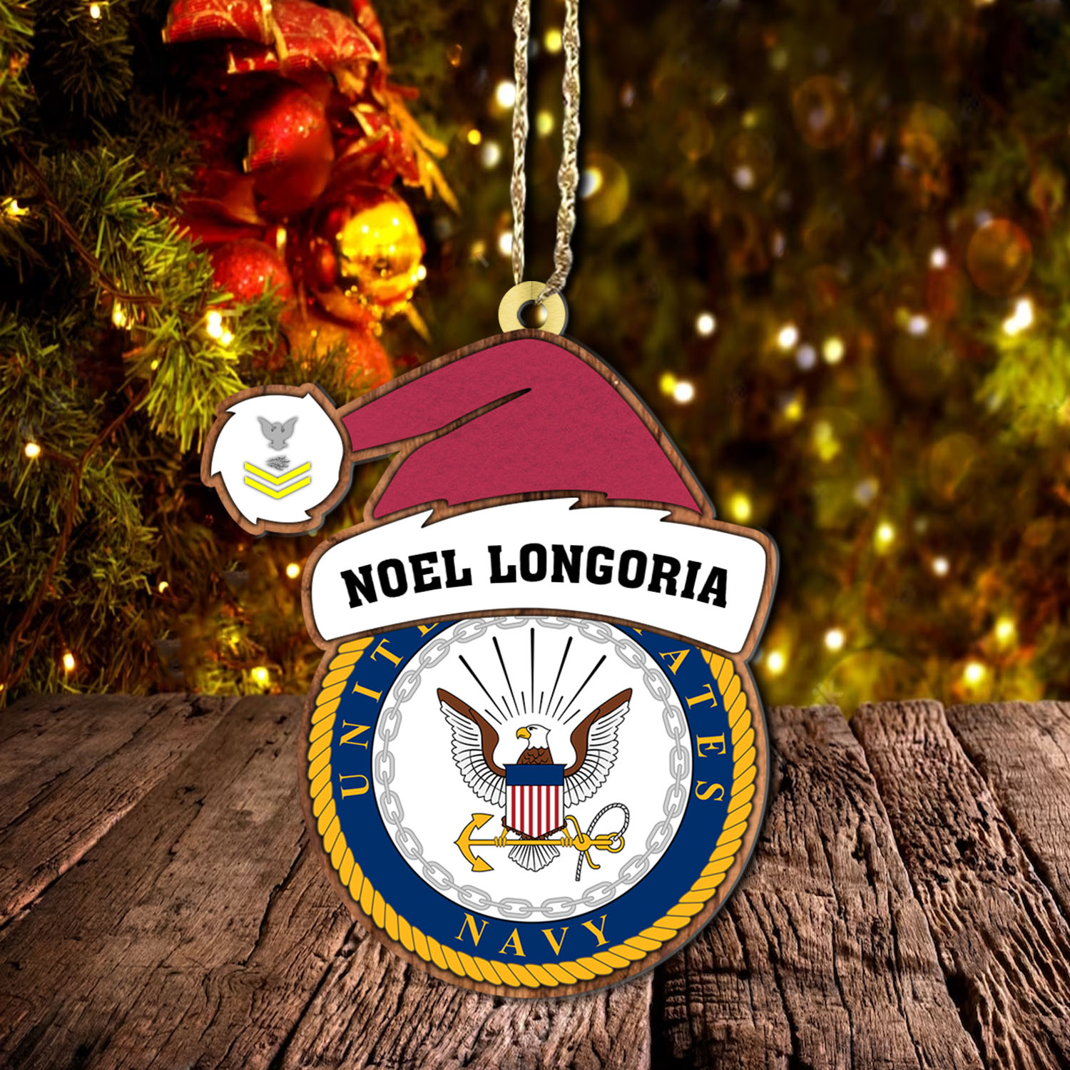 US Navy, E 4 Gold - Wooden Ornament Pack 1 - Image 4