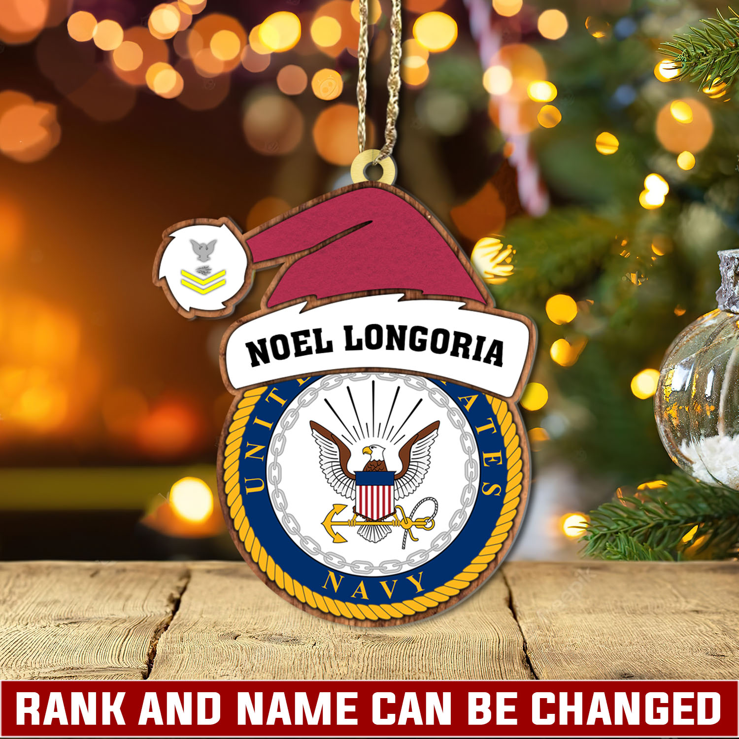 US Navy, E 4 Gold - Wooden Ornament Pack 1