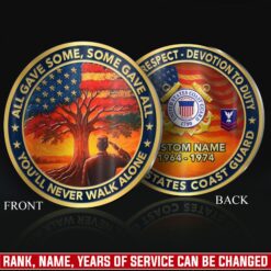 US Coast Guard, Freedom Over Fear - Military Printed Challenge Coin