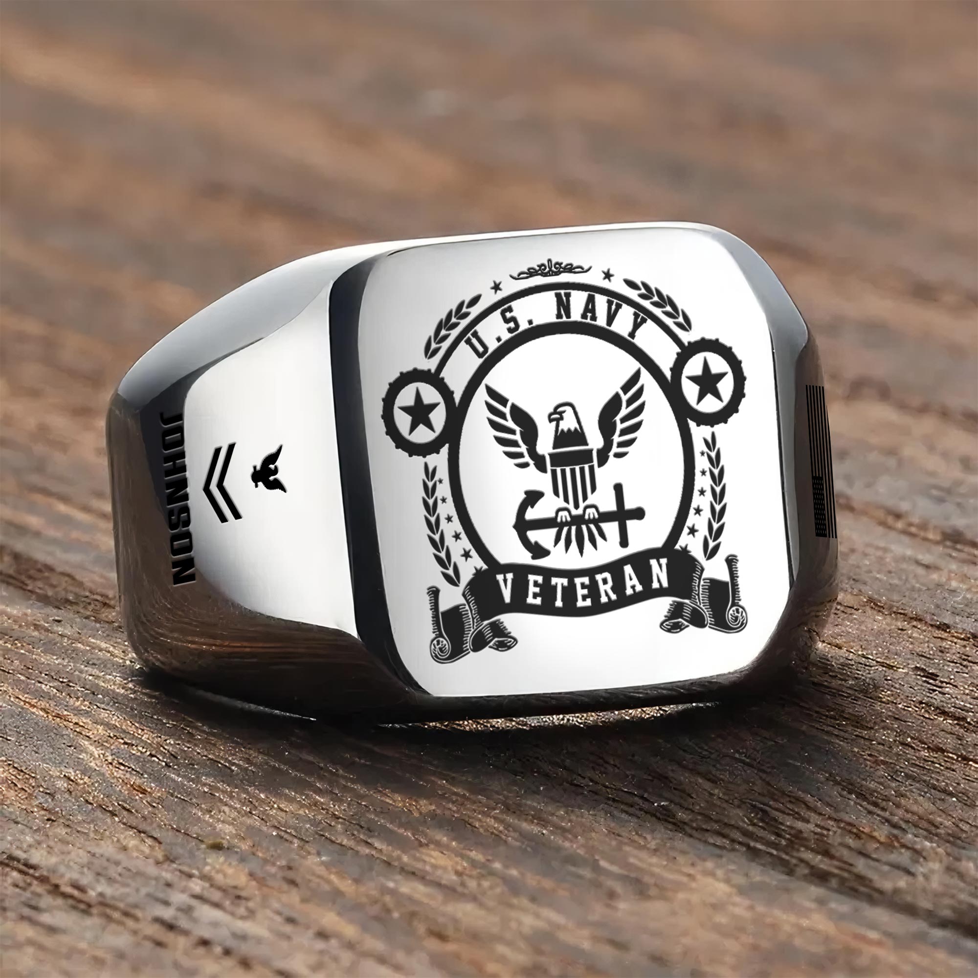 US Navy, Once A Sailor, Always A Sailor - Engraved Men's Ring - Image 3