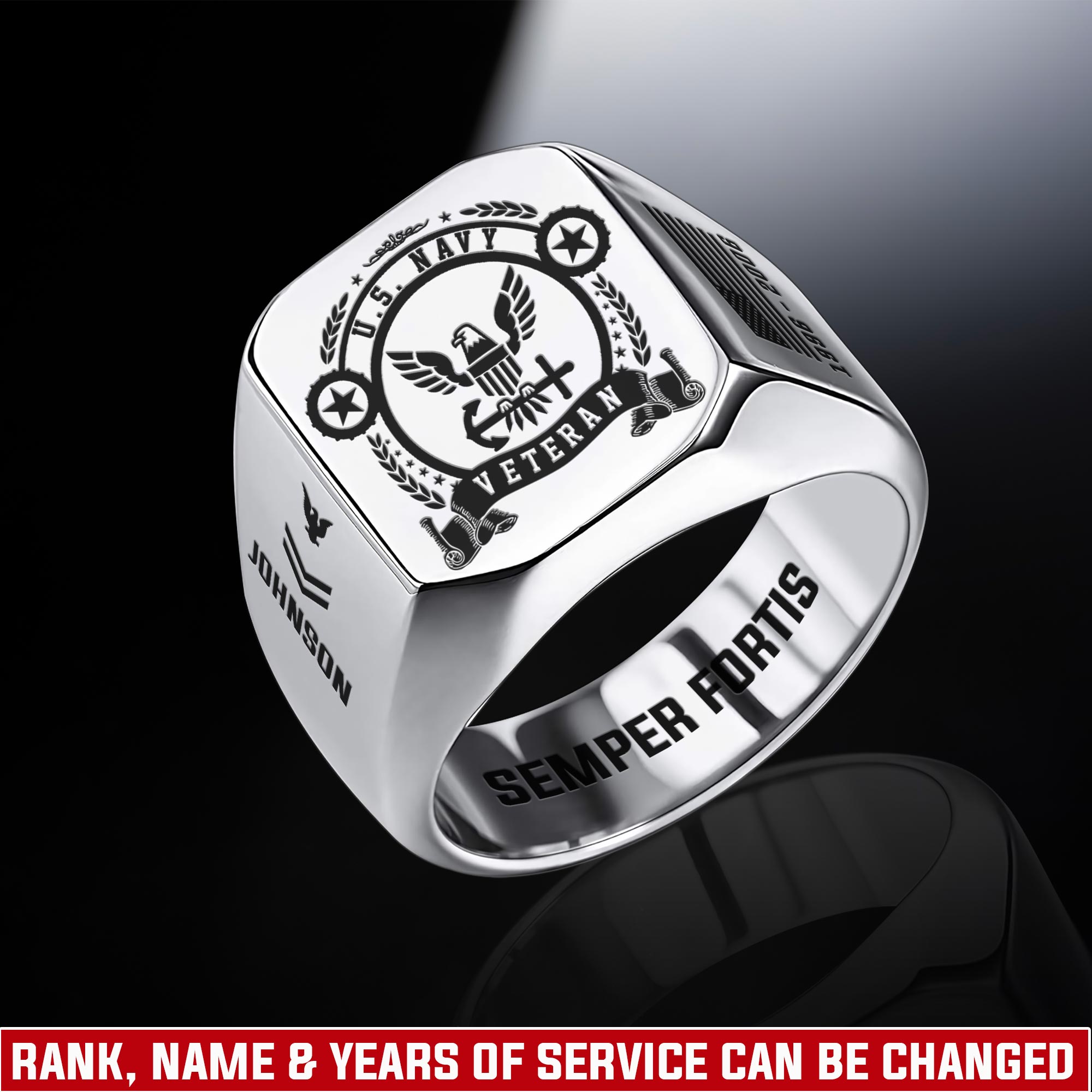 US Navy, Once A Sailor, Always A Sailor - Engraved Men's Ring