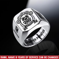 US Coast Guard, Remember - Honor - Respect - Engraved Men's Ring