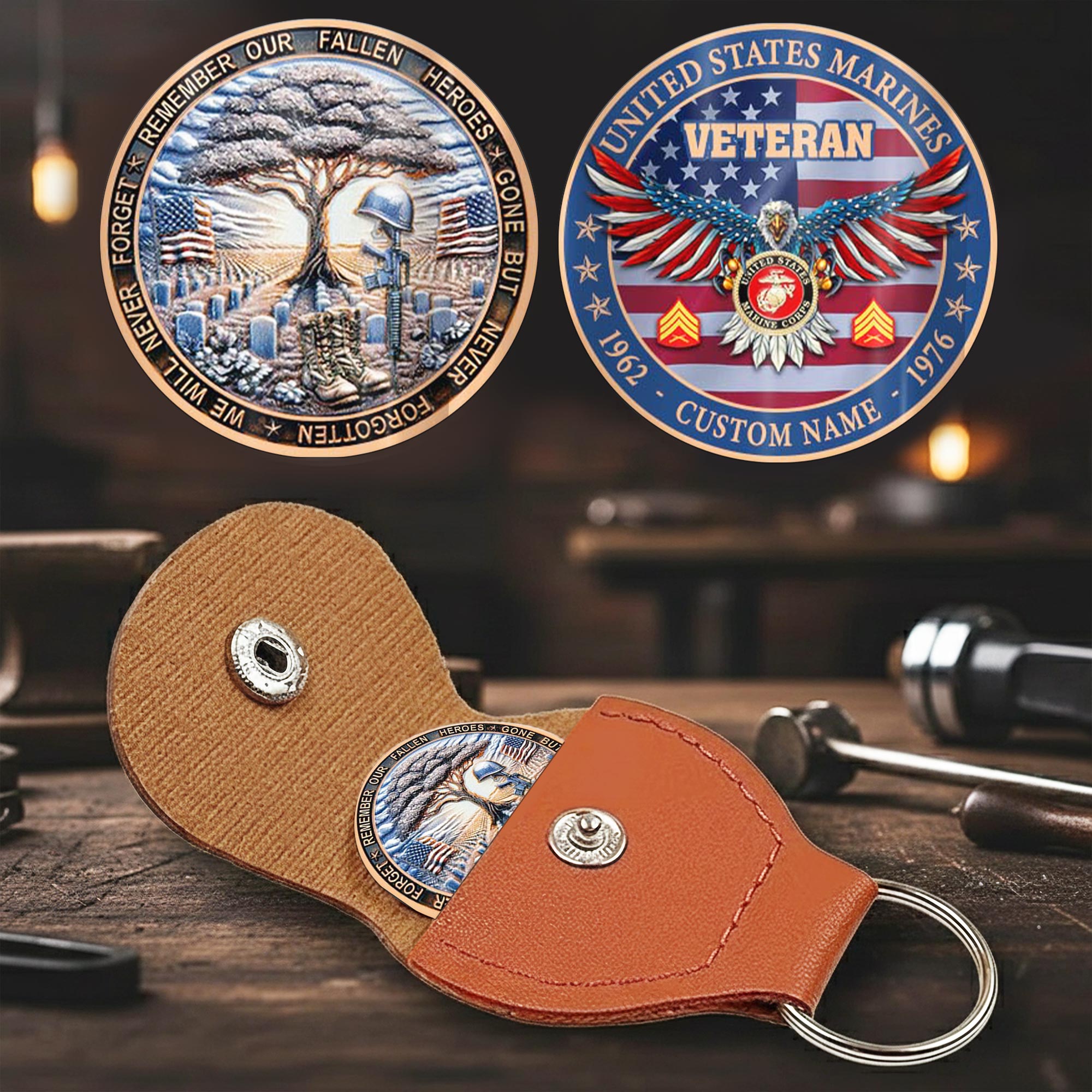 US Marine Corps, No One Fights Alone - Military Printed Challenge Coin - Image 2