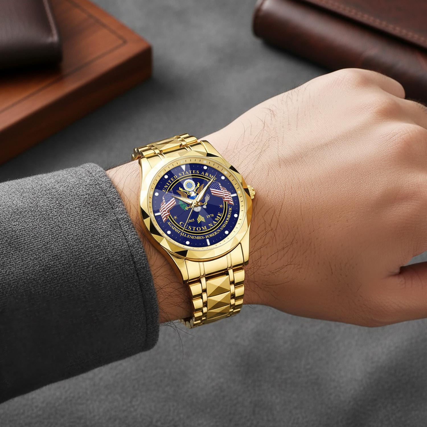 US Army, E 5 Army Sergeant - Diamond-Cut Bezel Watch - Image 5