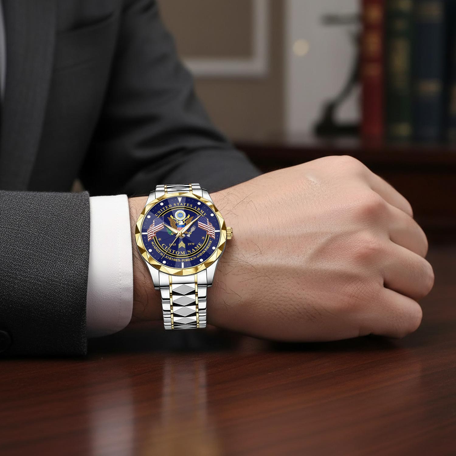 US Army, E 5 Army Sergeant - Diamond-Cut Bezel Watch - Image 7