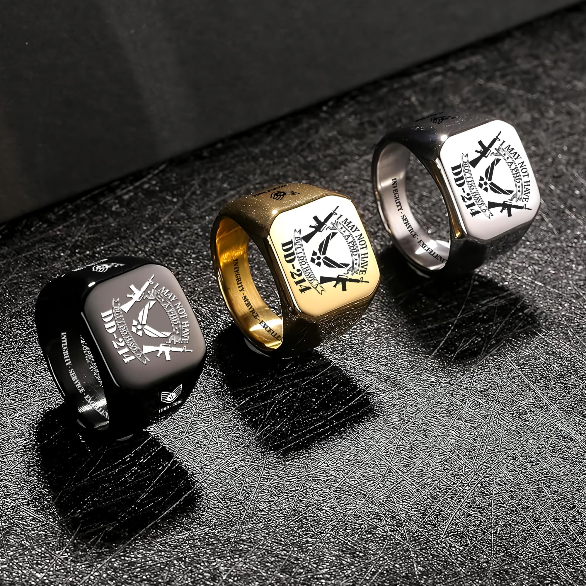 US Air Force , Honor, Duty, Service - Engraved Men's Ring - Image 7