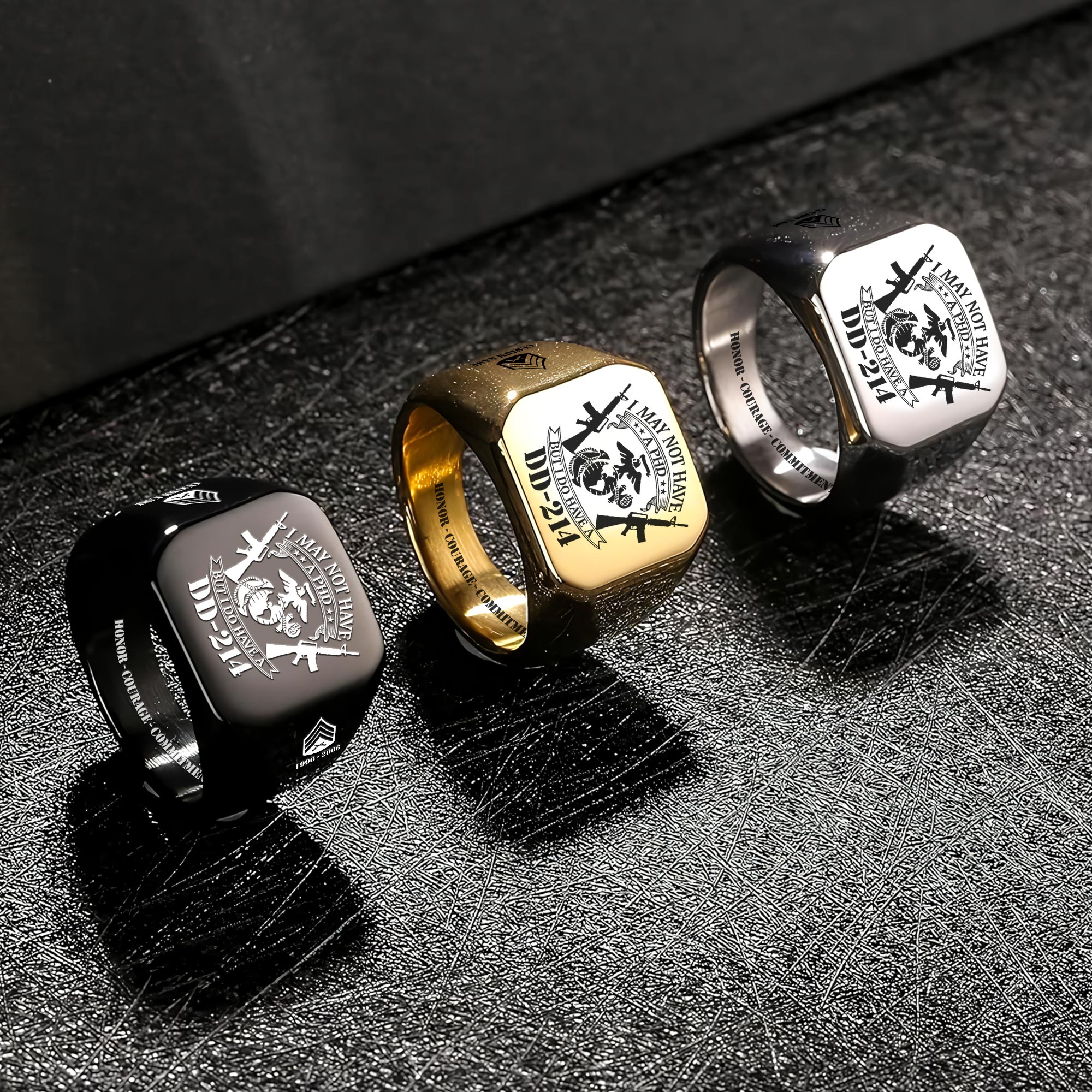 US Marine Corps, No One Fights Alone - Engraved Men's Ring - Image 7