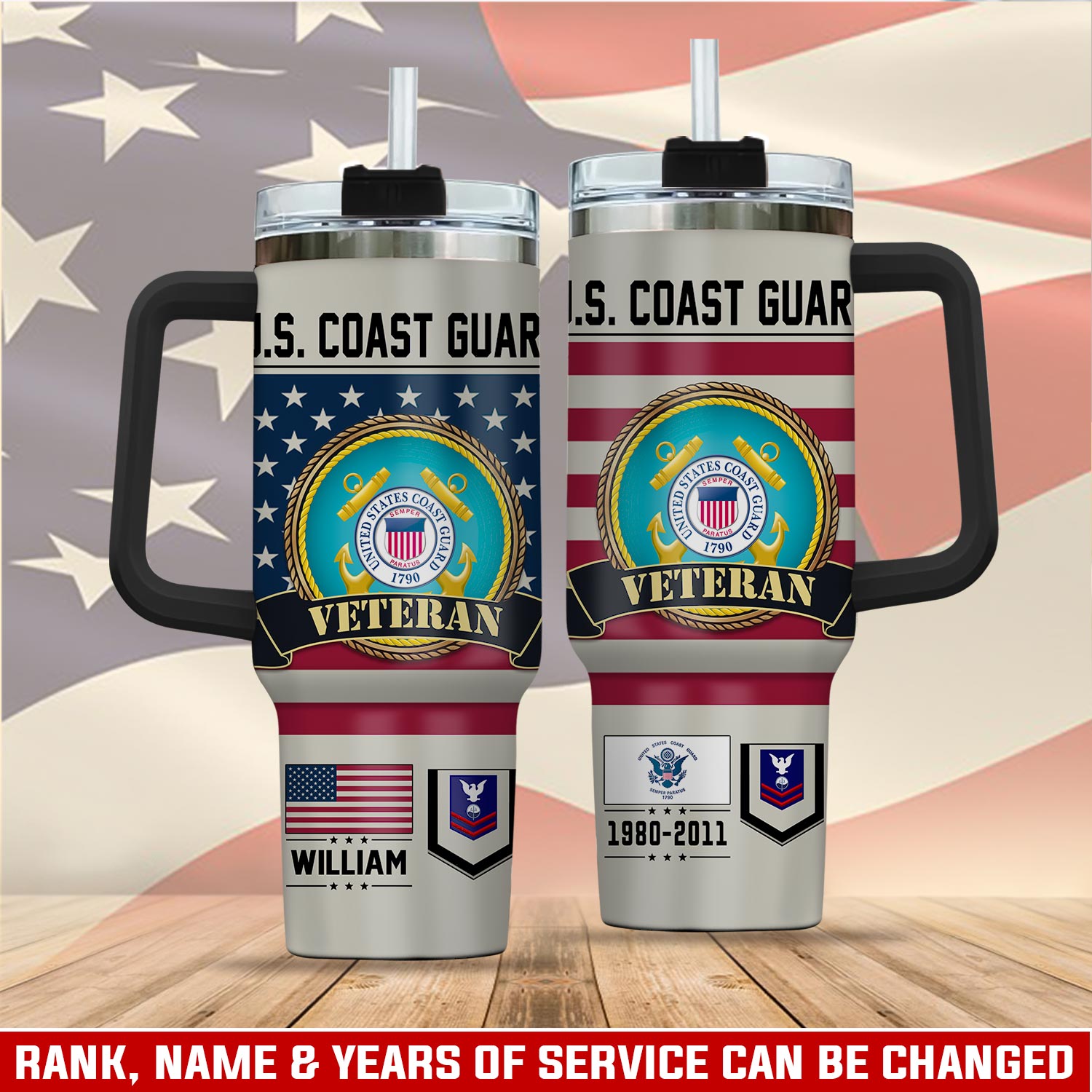 US Coast Guard, E 3 White - Stainless Steel Tumbler 40oz