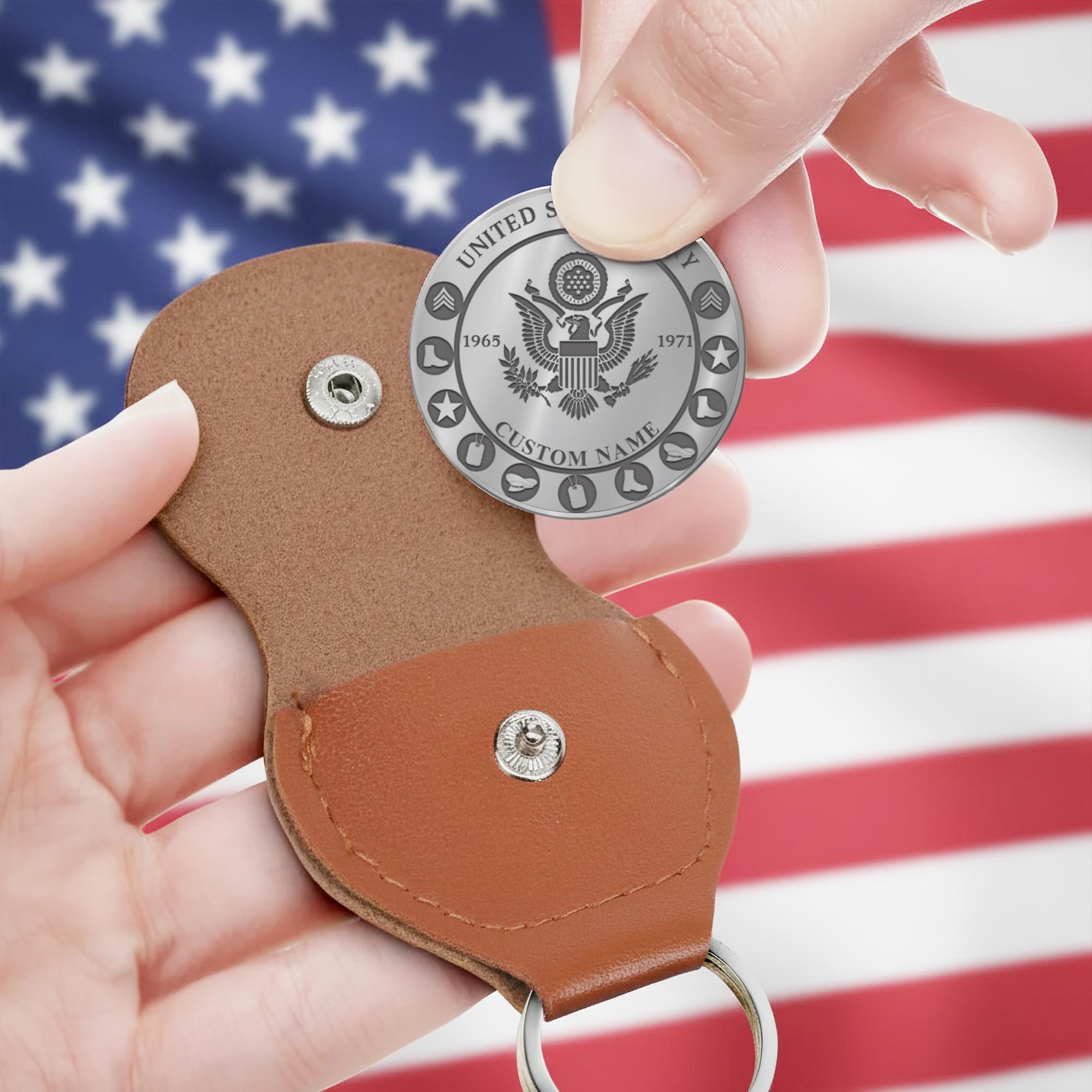 US Army, E 3 Army Private First Class - Military Engraved Challenge Coin - Image 3